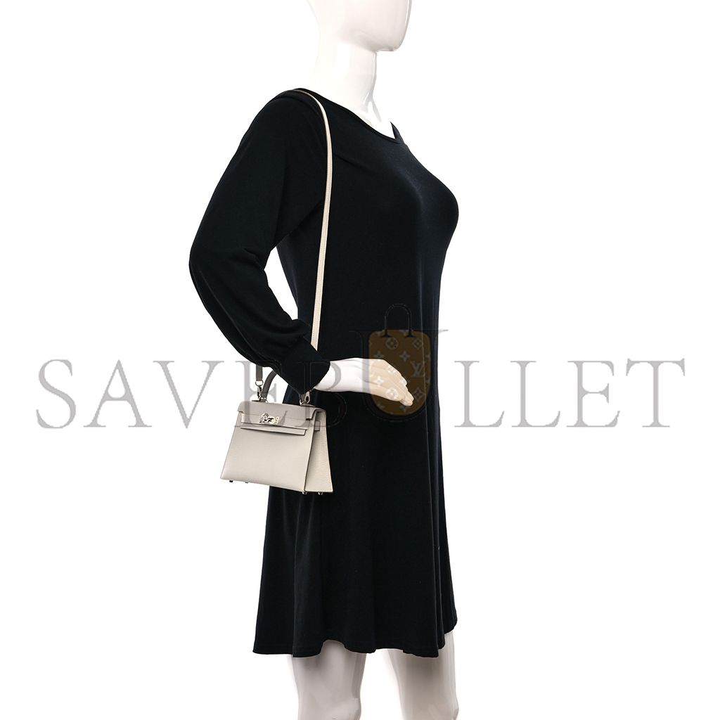 HERMÈS CHEVRE MYSORE MINI KELLY II MUSHROOM (19*12*5.5cm)